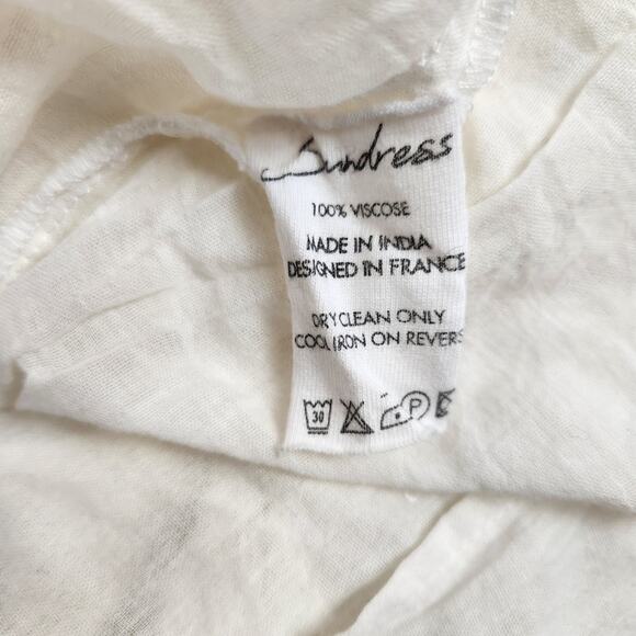 Sundress Neo Short Dress Sequins Tassel Size XS/S Cream Long Sleeve - Picture 14 of 14